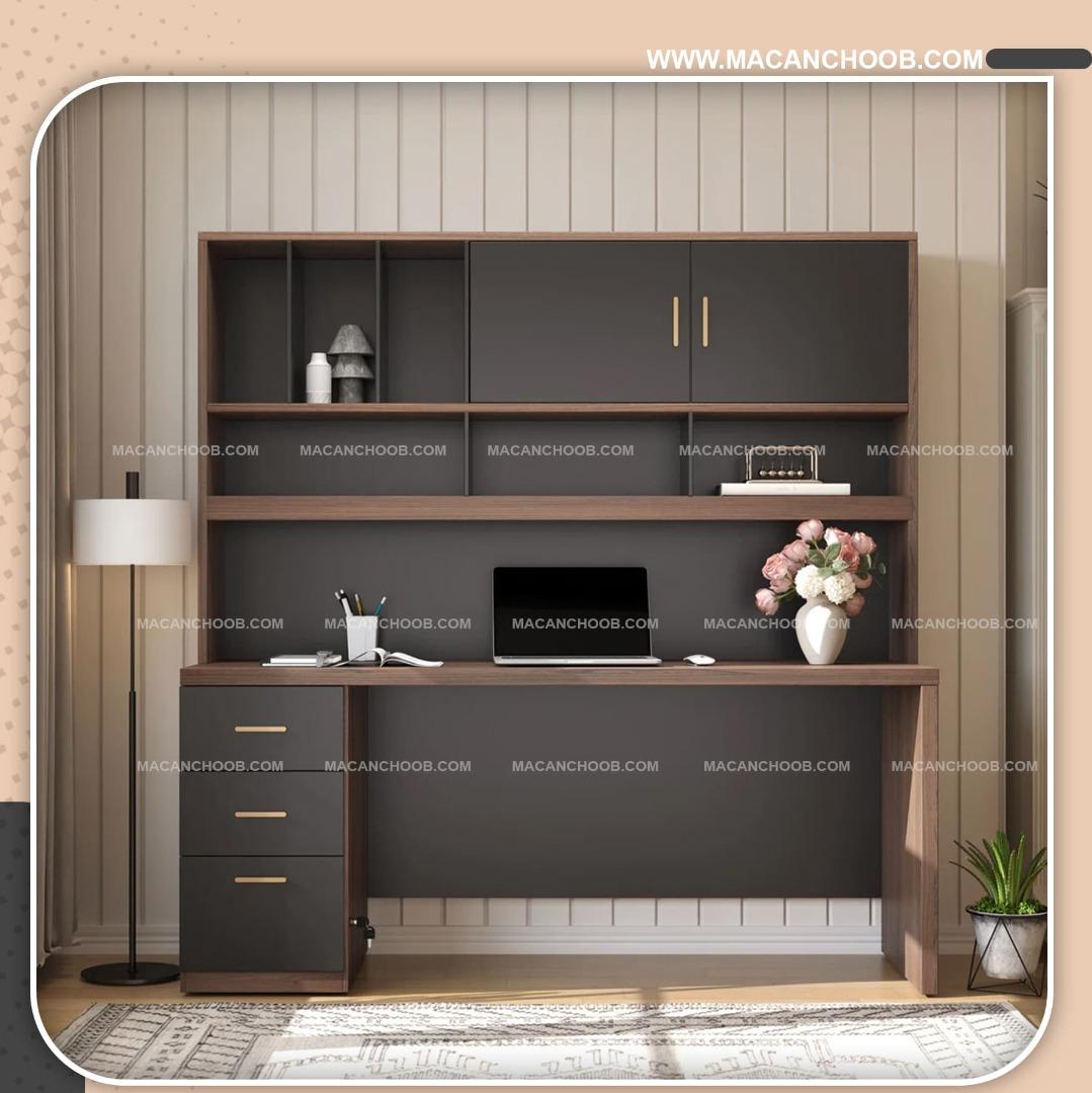 میز کامپیوتر عریض کشو و کتابخانه دار مدل MIRAS